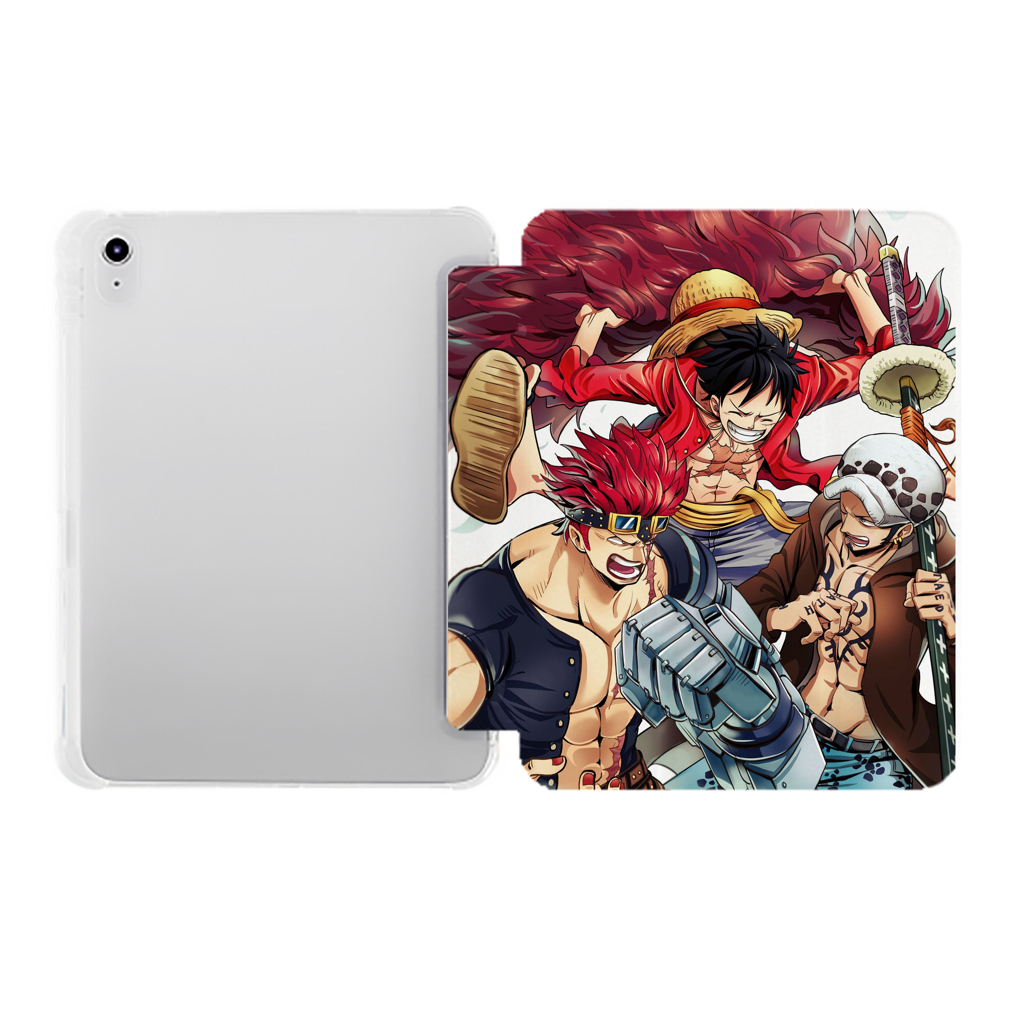 （画像用） ワンピース ONE PIECE IPad ケース ペン収納付き 三つ折りスタンド PUレザー×シリコン 対応機種9.5/10.5/10.9インチ